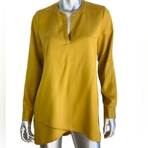 Soft Surroundings 100% Tencel Tunic in Mustard Yellow, Roll Tab Sleeves, NWOT.